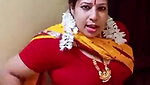 Tamil maami huge boobs navel show in saree