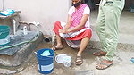 Indian stepsister Sonia was cleaning the dishes, s