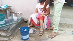 Indian stepsister Sonia was cleaning the dishes, s