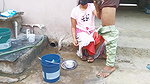Indian stepsister Sonia was cleaning the dishes, s