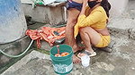 The Indian step-sister was washing clothes when sh