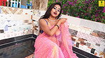Jhilik Flaunting Sexy Body in Pink Net Saree & Blue Bra