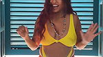 watersoul sexy boobs and pierced navel in yellow bikini