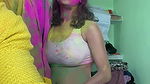 Cute busty Rumki big boobs grabbed, pressed & felt, underboob show in holi fun