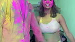 Cute busty Rumki big boobs grabbed, pressed & felt, underboob show in holi fun