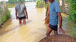 Amazing Fishing in Village Flood    Village Women