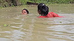 Amazing Mom and Daughter Fishing in Village pond