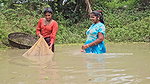 Amazing Mom and Daughter Fishing in Village pond