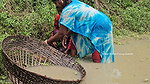 Amazing Mom and Daughter Fishing in Village pond