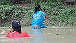 Amazing Mom and Daughter Fishing in Village pond