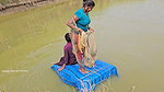 Amazing Mouni Fishing with her Daughter    Village
