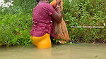 Amazing Mouni Net fishing    Village women fishing