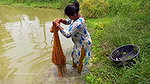 Amazing net fishing   village women fishing for Ti
