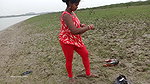 Amazing Village Lady Fishing with Beer Bottle   Vi