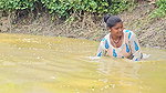 Amazing Village Women Fishing with bare Hand    Mo