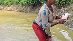 Amazing Village Women Fishing with bare Hand    Mo