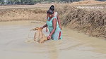 Amazing Village Women Net fishing in Muddy pond