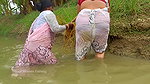Amazing Village women net fishing   In fish pond
