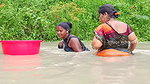 Best women Hand fishing in mud water   Village wom