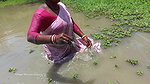 Best women net fishing video in village pond