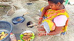 Cooking and Eating Fish Fry in Traditional village