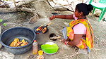 Cooking and Eating Fish Fry in Traditional village