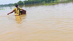 Indian Woman Goes Fishing in Flood