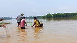 Indian Woman Goes Fishing in Flood