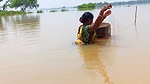 Indian Woman Goes Fishing in Flood