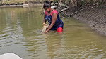 Mouni Fishing in Village pond floating on a Thermo