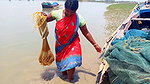 Net Fishing in Sea    Village Women Fishing Channe