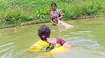 Village women fishing channels    Village women Ne