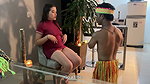 I do a very sexy Hawaiian show to my rich stepsister, she gets horny and I end up putting my rich cock in her tight and rich pussy