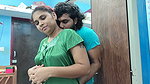 Couple hot nighty romance with boobs press in bedroom