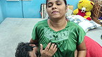 Couple hot nighty romance with boobs press in bedroom