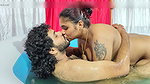 Couple hot nude romance in pool