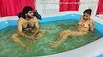 Couple hot romance in pool