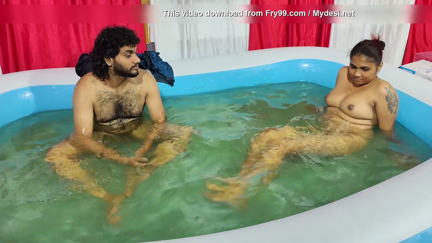 Couple hot romance in pool