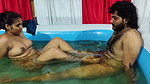 Couple romance in pool
