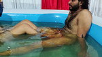 Couple romance in pool
