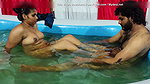 Couple romance in pool