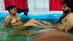 Couple romance in pool