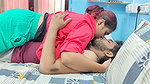 Girl kissing boy and hot romance