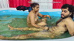 Girl romance with boy while bathing in pool