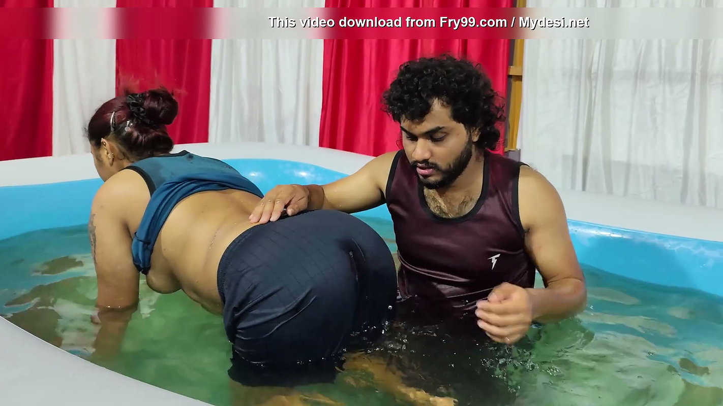 Hot boobs suck in pool and removing under wear and pouring water in ass