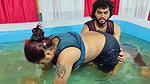 Hot boobs suck in pool and removing under wear and pouring water in ass
