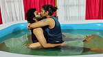 Hot pool romance lip lock with boobs suck