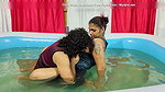 Hot pool romance lip lock with boobs suck