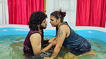 Hot pool romance lip lock with boobs suck
