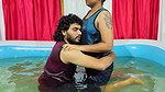 Hot pool romance lip lock with boobs suck